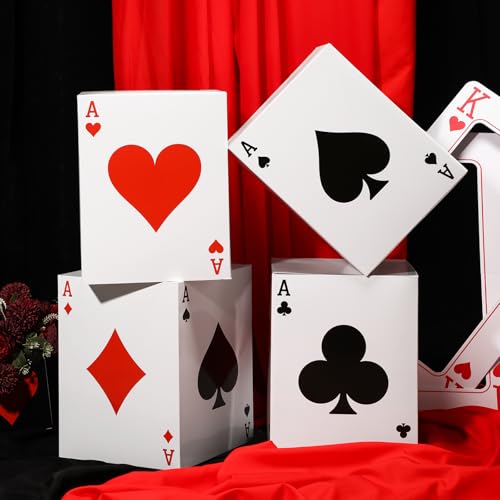 Gueevin 4 Pcs Large Poker Box Casino Theme Party Decorations