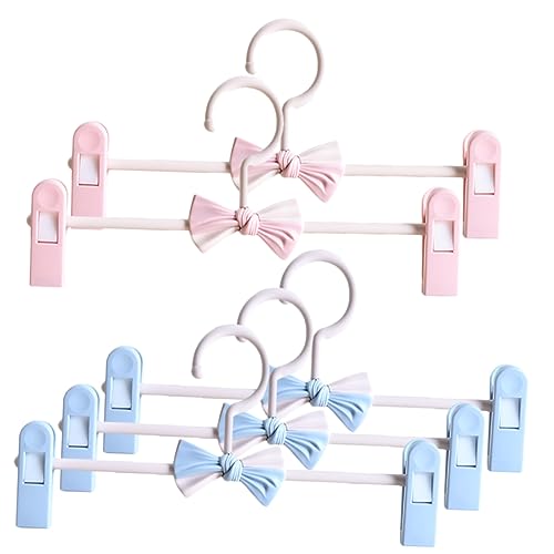 OUNONA 5Pcs Space Saving Adjustable Pants Hangers with Clips Plastic Clip Hangers for Trousers Skirts and Jeans for Home Organization