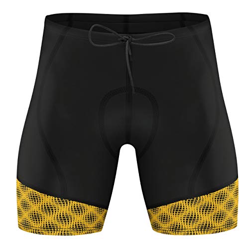 SelectCyclingWear Pantalones Cortos de Ciclismo para Hombre, Acolchados, Transpirables, de Secado rápido, Hombre, Color Amarillo, tamaño Small