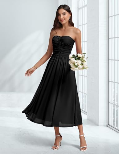 DRESSTELLS Women's Cocktail Dress, Strapless Tube Top Long Maxi Summer Formal Mesh Dresses 20252