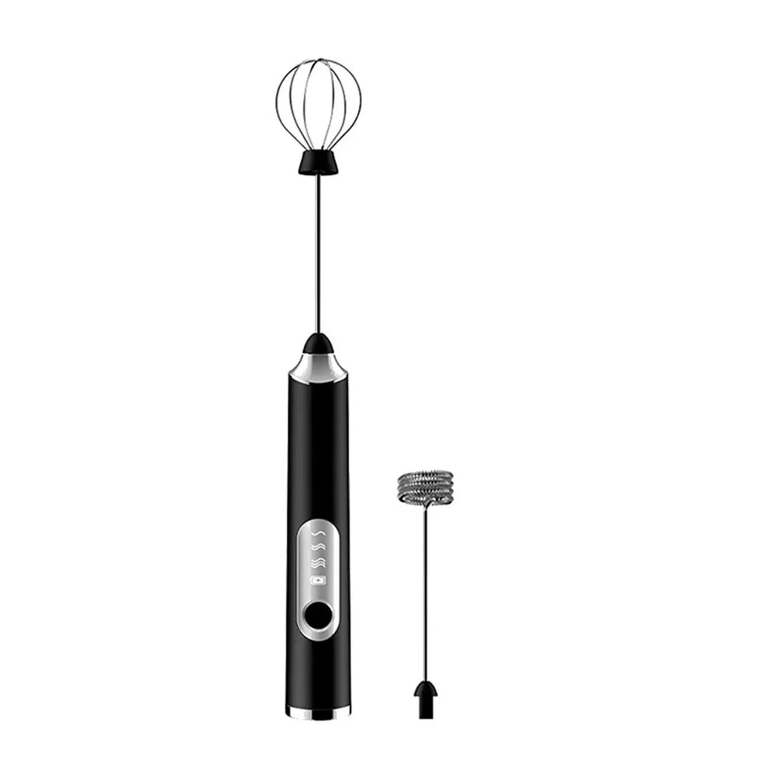 Genérico Batidor de leche inalámbrico, batidor huevos portátil, mezclador café, batido(Black)