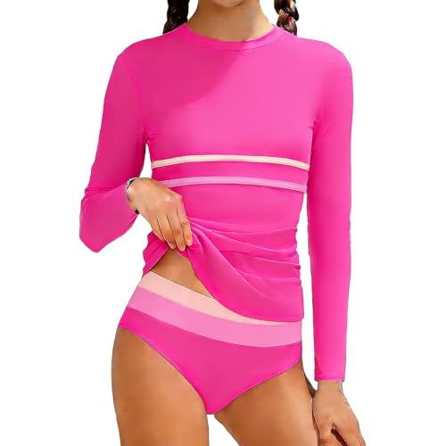 Maillot de bain 2 pièces fille manches longues protection UV extensible confort absolu