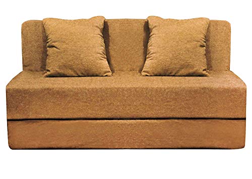 Image of Aart Store (3x6) One Seater Space Saving Foldable Sofa /Bed with Removable Washable Fabric Cover (Golden)