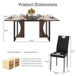 7PCS Dining Table Set for 4 5 6 People with Chairs,70in Kitchen Dinner Table W/Waterpoof Wooden Tabletop,6PCS Upholstered PU Chairs,Rectangular Wood Tables W/Adjustable Leg for Home Dining Room - Image 2
