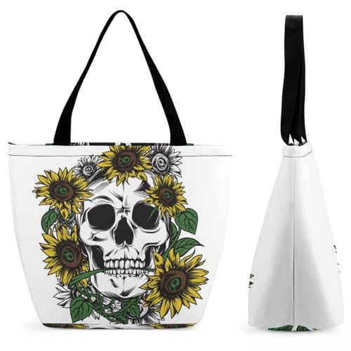Sac à main pour femme crâne tournesol sac à bandoulière grand format
