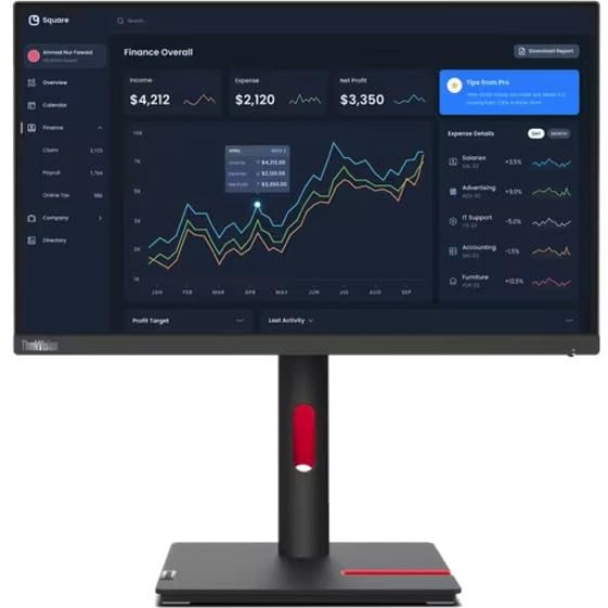 Image of Lenovo ThinkVision T22i-30 22 inch Class Full HD LED Monitor - 16:9 - Raven Black
