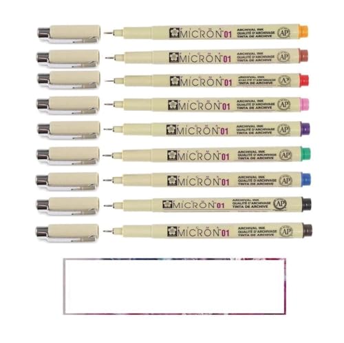 Pigma MICRON Sakura 01 - set di 9 colori. Set 9 Fineliners