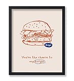 Poster Master You're The Cheese To My Burger Poster - Retro Cheeseburger Print - Food & Drink Art - Burger Art - Chic Boho Art - Aesthetic Restaurant or Kitchen Wall Decor - 8x10 UNFRAMED Wall Art
