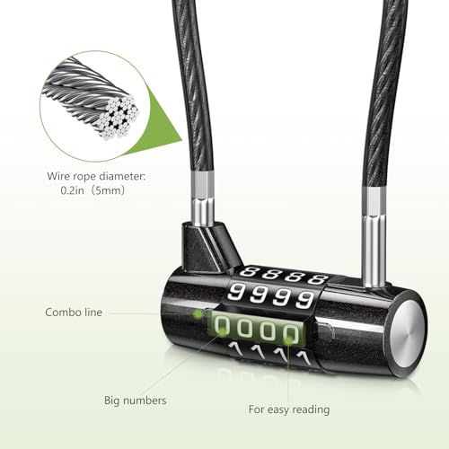 Image of KeeKit 4 Digit Combination Padlock, Resettable Padlock with Steel Wire Rope, Waterproof Lengthened Password Lock for Gyms, Schools, Fences, Toolboxes, Boxes, Cabinets - 2 Pack
