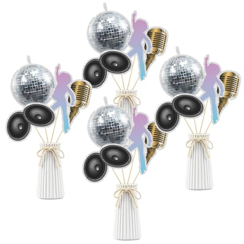 Image of Retro 70s Decade Throwback Party Centerpiece Sticks, Table Decorations for Disco Ball Dance, 70s Decade Throwback Decorations, Totally 1970s Party DIY Dessert Table Toppers.Set of 16