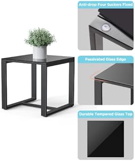 Noelse 3 Piece Wicker Patio Furniture Set, Outdoor Rocking Chairs, Outdoor Furniture with Table & Cushions, Patio Chairs for Balcony Porch, Gray