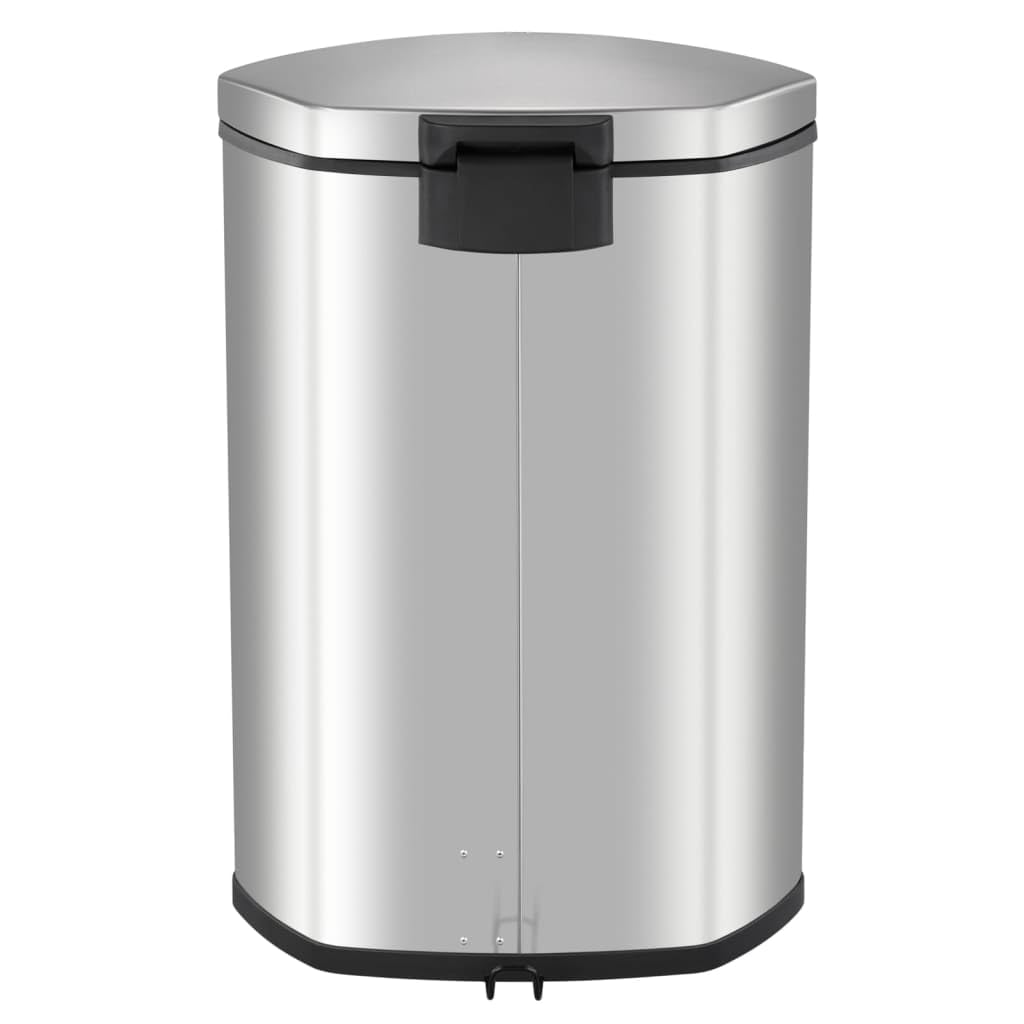 EKO Mülleimer 50L, Tretmülleimer mit Soft-Close-Deckel und Inneneimer, Muschelform Abfalleimer aus Edelstahl, Fingerabdruck frei, Abfallbeutelfixierung, Großer Treteimer für Küche