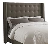 Skyline Furniture Linen King Nail Button Wingback Headboard, Gray