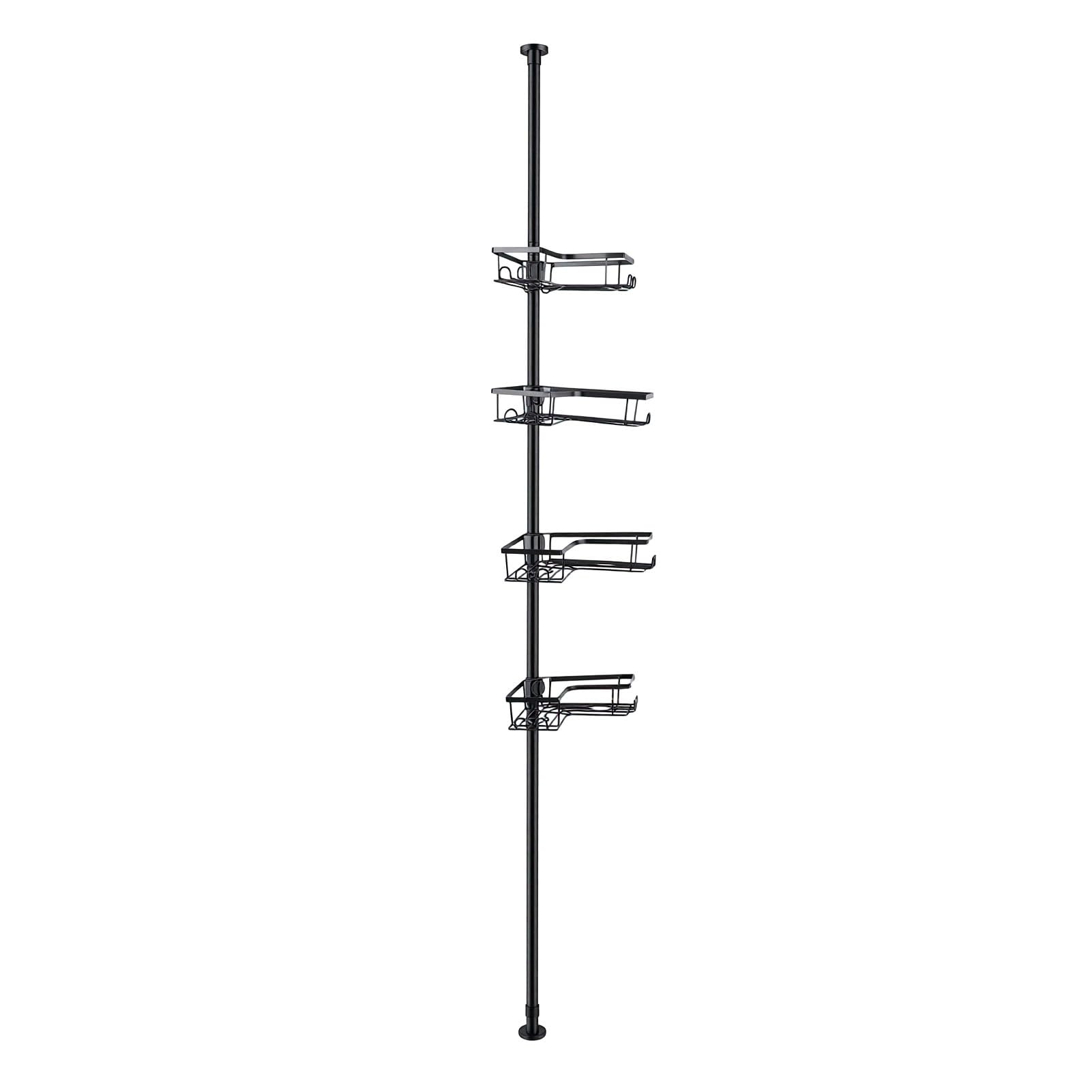 Cesta de Ducha de Esquina de Acero Inoxidable con 4 Cestas (Negro)