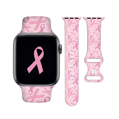 Breast Cancer Watch Bands Compatible With Watch 38mm 40mm 41mm 42mm for Women Gifts Breast Cancer Awareness Accessories Soft Silicone Sport Strap Replacement Wristbands for Ultra SE Series 8/7/6/5/4/3/2/1