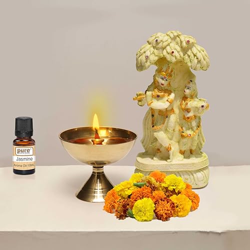 Image of Pure Source India Set of 2 Brass Akhand Jyoti Diya - 3.75 Inch Size - Traditional Oil Lamps for Pooja and Decor
