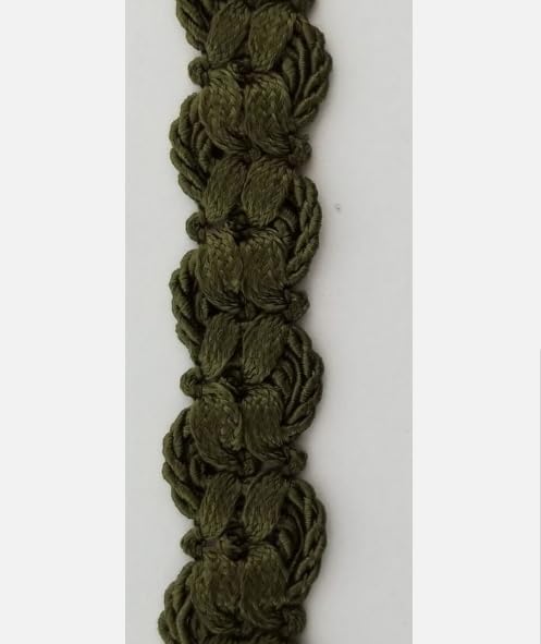Generic 1 Pcs 3/4"" Dark Olive Double Scalloped Braid Gimp Trim 12 Continuous Yards -Rk5