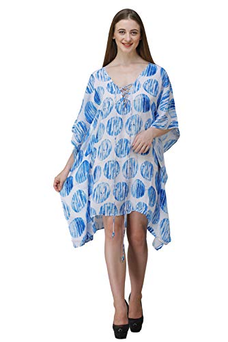 Image of RAVI RAJORIA Georgette Digital Printed Beach Wear Kaftan Blue Free Size R800 | Multi Color 2