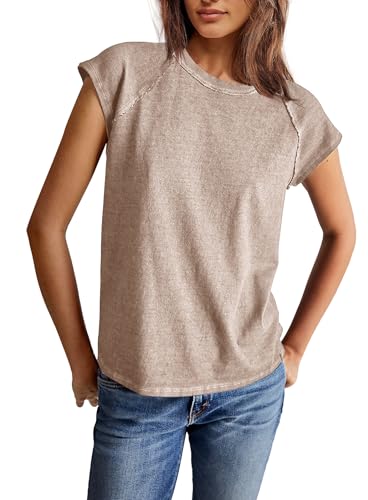 Yanekop Womens Short Sleeve Shirts Crewneck T Shirts Basic Tees Casual Summer Tops Cap Sleeve Tops Trendy Shirts2