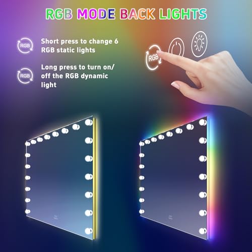 Espejo grande VANITII con luces 40"x32" RGB miniatura 4
