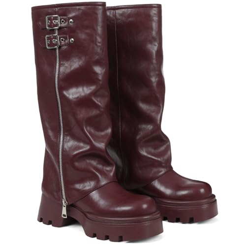 Phefarer Foldover Knee High Boots Women Chunky Platform by Phefarer - Used condition - Image 5