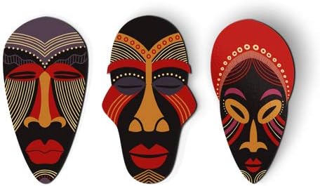African Tribal Masks Set of 3 - Magnets - Car Fridge Locker - 3" Each