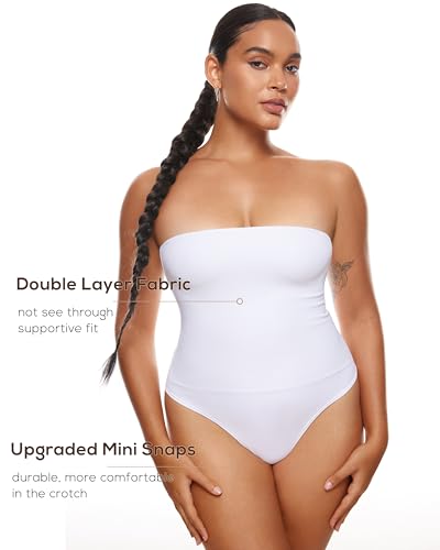Image of INLYRIC Women's Natrelax Sexy Strapless Bodysuit Thong Tube Top Off The Shoulder One Piece Leotard