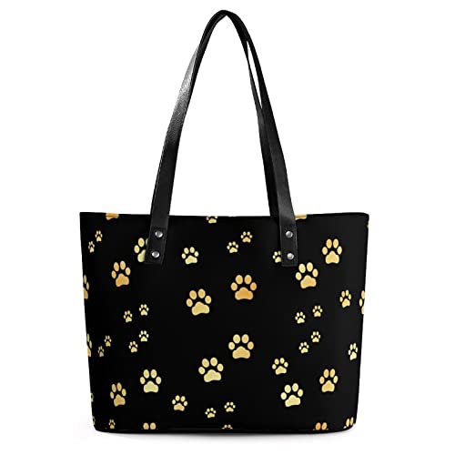 Bolso de mano para mujer con diseño de huellas de animales, de cuero, con asa superior, Multi
