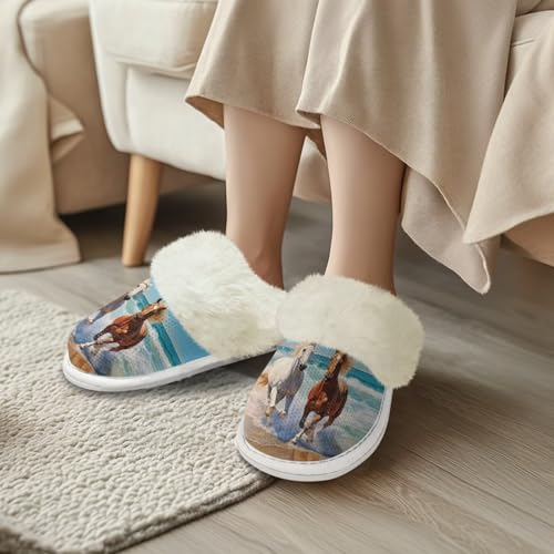 Fuzzy Slippers for Women Indoor Outdoor Warm House Shoes with Memory Foam Anti-Skid Sole Gifts for Women Mom Ladies3