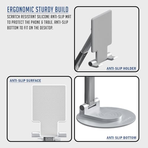 Image of Lapster Holdex Prime Foldable Tablet Stand for Desk | 360 Rotating Adjustable Holder Compatible with iPad, Samsung Galaxy Tab & All Tablets Up to 12.9-Inch.
