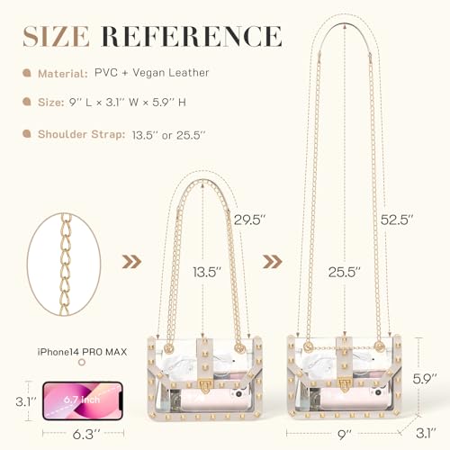 Image of Missnine Clear Bag for Stadium Events Clear Crossbody Purse Stadium Approved Women Transparent Shoulder Bag for Concerts