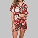 Women's Christmas Pajamas Fashion Printed Short Sleeve Button Lapel Shirt Shorts Pajama Sets Casual Home Sleepwear