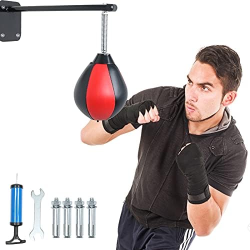 CALEPTONG Speed Bag for Boxing Punching Bag with Reinforced Spring Wall Mounted Strong Durable Boxing Ball for Men Women Home Office Gym