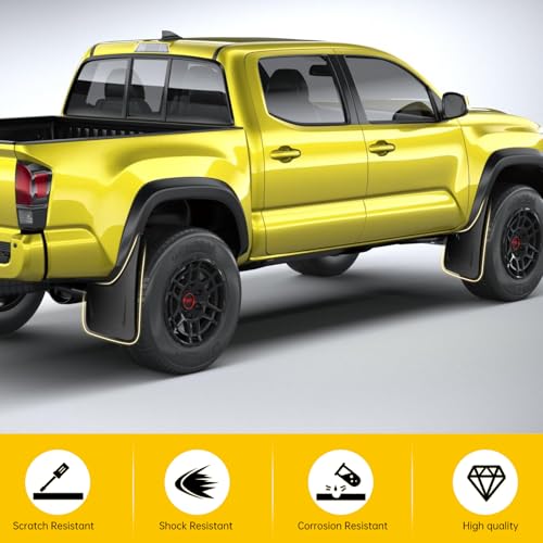 Image of Mud Flaps for 2022 2023 Toyota Tacoma with OEM Fender Flares, No Drill Splash Guards Front & Rear Truck Mud Guards with Hardware Accessories Mudflaps Set(4pcs)
