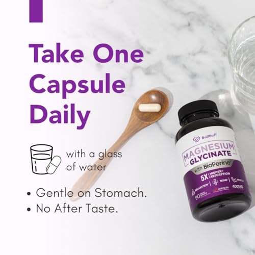 Image of Pure Magnesium Glycinate 400mg - 5X Higher Absorption - Support Stress Relief, Sleep, Bone Health - 100% Chelated - Pure Magnesium Supplement for Women and Men- 90 Veggie Capsules