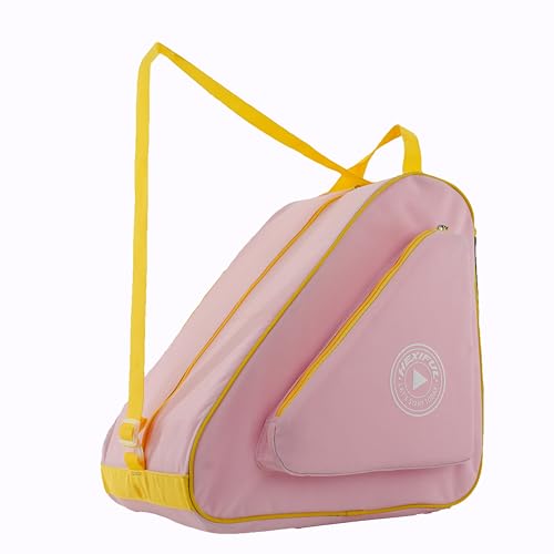 HEXIFUL Bolsa De Skate Para Transportar Patins De Gelo, Patins Em Linha, Patins E Patins Quádruplos Para Crianças E Adultos (Rosa/Amarelo)