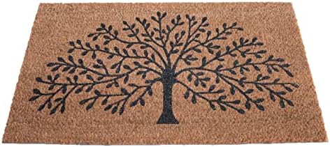 Coir door mat, inside and outside door mats, welcome mat, indoor and outdoor doormats, front doormat, non slip with PVC backing, entrance door mat, heavy duty coir door mat, 40x70 (Tree of Life)