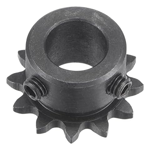 sourcing map Kettenrad mit 12 Zähnen Typ B Einsträngig 1/4" Teilung 12mm Bohrung Schwarz Oxid Kohlenstoffstahl C45 mit 2 Stellschrauben für ISO 04C Cover