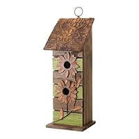 Glitzhome Rustic Garden Distressed Holz Deko Vogelhaus, Grün 14.45 inch