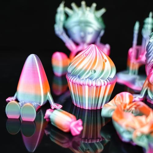 Image of Gratkit Silk Rainbow PLA Filament 1.75mm, Color Change 3D Printer Filament, + /-0.03mm, Multicolor 3D Printing Filament Rainbow Candy New