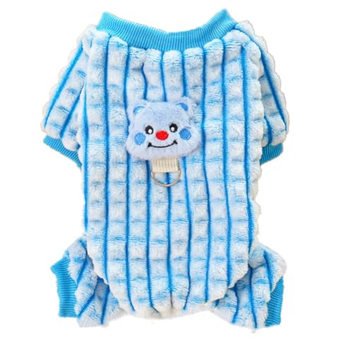 ICOUCHI 犬のパジャマ ロンパース つなぎ 秋冬 小中大型犬 洋服 おしゃれ かわいい ドッグウエア Tシャツ 裏ボア ふわふわ 防寒 暖かい 猫服 部屋着 寝間着 抜け毛対策 散? お出かけ (XL,ブルー)