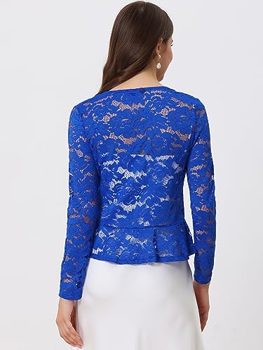 Image of Allegra K Bolero Shrug for Women's Lace Cardigan Tie Front Crop Ruffled Formal Dressy Wedding Shrugs