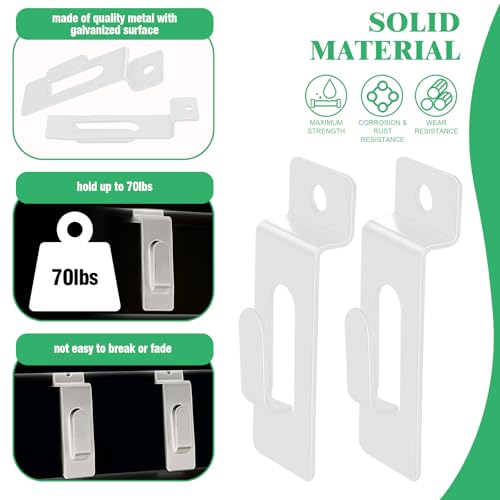Image of 60Pcs Slatwall Utility Notch Hook Metal Slat Wall Display Hangers Picture Hook Slatwall Accessories for Photo Frame Painting Artworks Panel Pegboard Slat Grid Shelf Hanging Display (White)