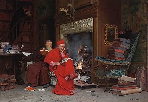 MiguOo Poster d'Arte Moderna Poster Immagini Famoso dipinto il Comitato sui libri morali di Jehan Georges Vibert per Soggiorno 60x90cm