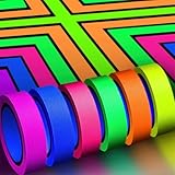 6 Rollen Neon Klebeband, Fluoreszierendes Klebeband, 5m x15mm Schwarzlicht Klebebänder, 6 Farben Fluorescent Leuchtband, Neon Tape, Fluoreszierendes Gewebeband für Partydeko Geburtstag Handwerk