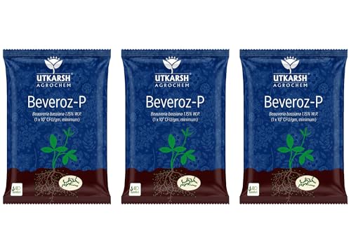 Utkarsh Beauveria Bassiana 1.15% W.P. 1 x 10^8 CFU/gm min. for Plants, Crops and Home Gardening - Beveroz-P (3 Kg; Pack of 3 of 1 Kg)