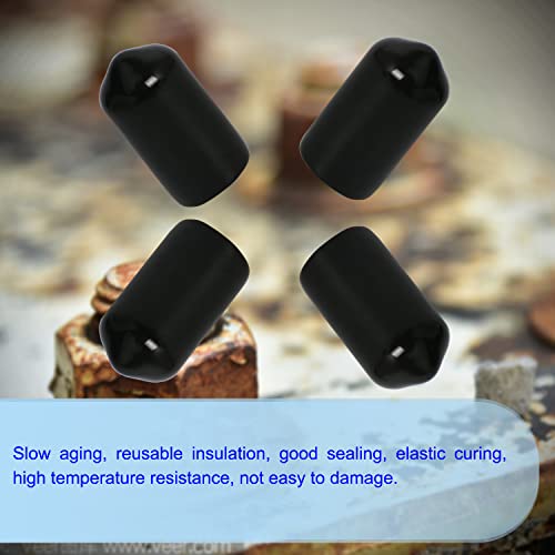 Image of Rubber Round End Cap Cover 6 /25 Inch(6mm) Screw Thread Protectors PVC Flexible Tubing Pipe Protective Bolt Screw Thread Protector Safety Cover | for Pipe Post Tubing Rod Cover 50 Pcs (Black)