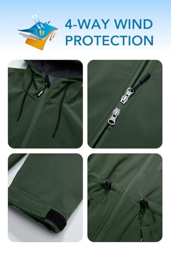 Image of FARVALUE Women's Long Softshell Jacket Waterproof Lightweight Warm Windproof Hooded Fleece Lined Rain Coat for Outdoor