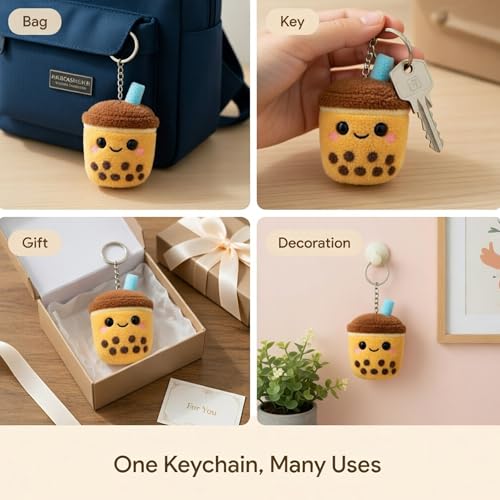 Image of Webby Plush Boba Tea Soft Toy with Keychain for Boys, Girls and Adults - 1 Piece