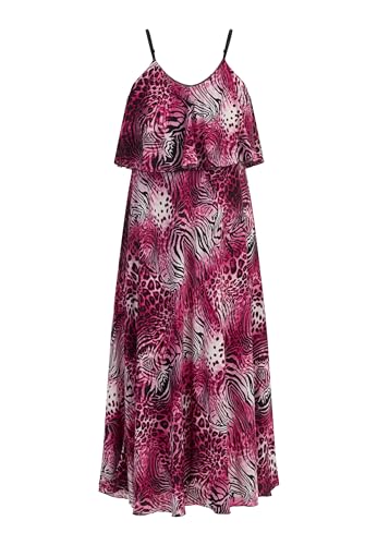faina Damen Maxikleid mit Animal-Print 19227034-FA01, PINK, L